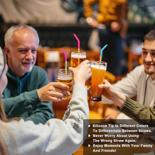 Newly Upgraded 8.5In Reusable Stainless Steel Straws Set 6 PCS with12 Silicone Accessories (6 Count)