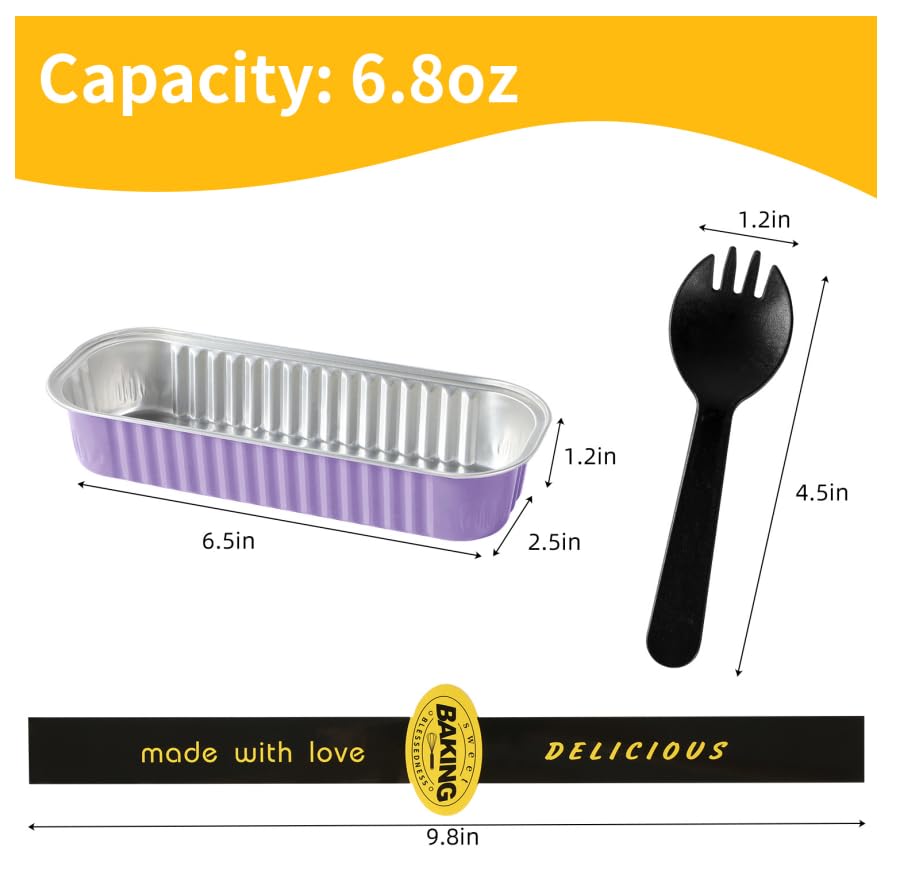 Lavender Purple Mini Loaf Pans with Lids & Spoons (30 Count)