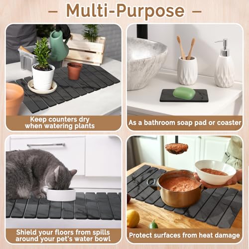 Extra Large Stone Dish Drying Mat for Kitchen Counter (2 Count)