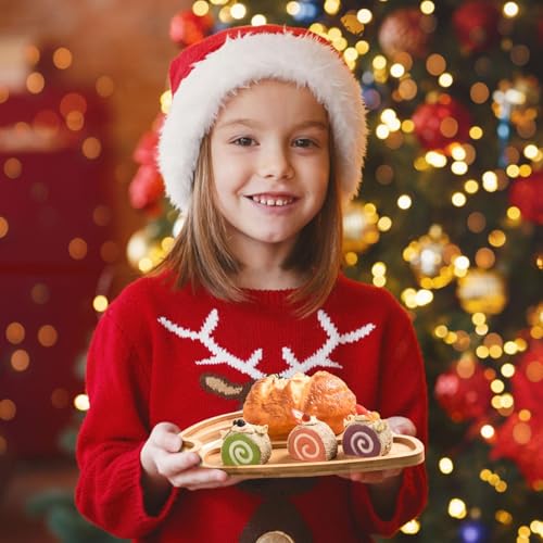 Christmas Hat Wooden Serving Tray Christmas Bamboo Platter Santa Hat Shape Wooden Charcuterie Board Wood Snack Dish Plate for Xmas Holiday Housewarming Present