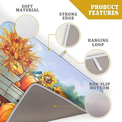 Thanksgiving Autumn Harvest Pumpkin Dish Drying Mat for Kitchen Counter