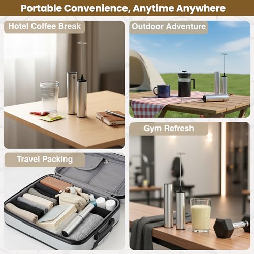 Milk Frother Rechargeable 3 Speed Electric Coffee Foamer for Travel