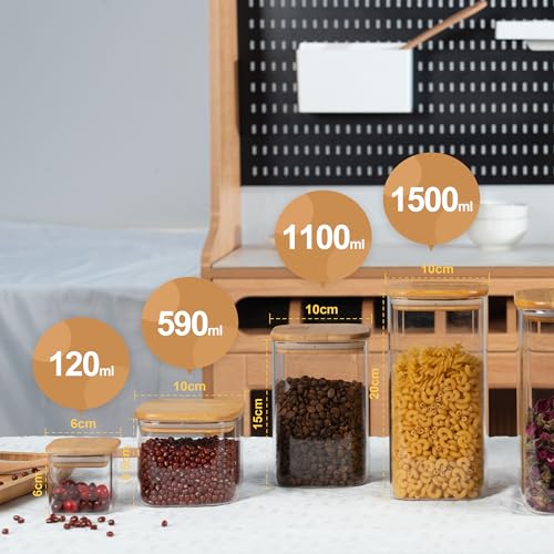 4oz 120ml Square Glass Spice Storage Containers with Lids 12 (12 Count)