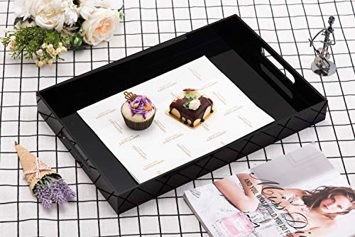 Glossy Black Sturdy Acrylic Serving Tray with Handles