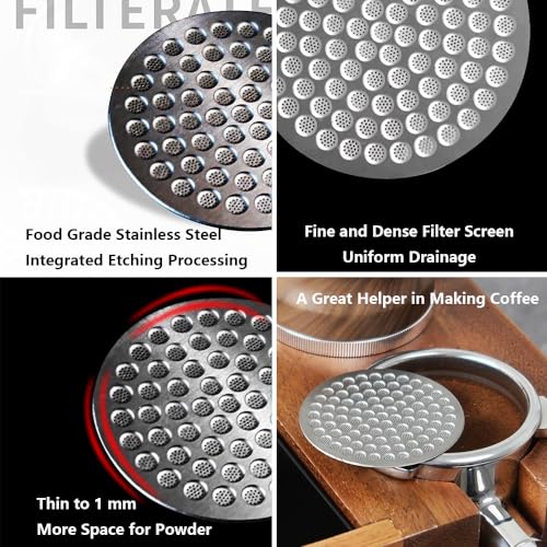 Puck Screen Reusable Mesh Coffee Filter for Espresso Portafilter Basket with Silent Puck Screen Ejector Coffee Grounds Remover Knock