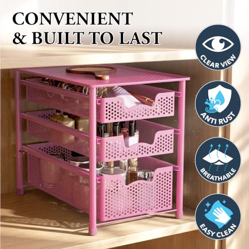 Stackable 3 Tier Sliding Basket Organizer Drawer