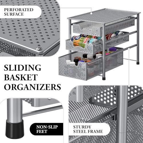 Stackable 3 Tier Sliding Basket Organizer Drawer (3 Count)