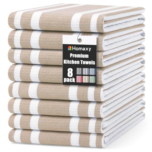 Premium Cotton Stripe Kitchen Towels 8 Pack (8 Count)