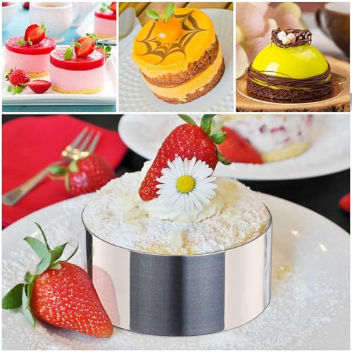 6 Packs Cake Rings Stainless Steel Nonstick Tart Ring Cake & Pastry Ring