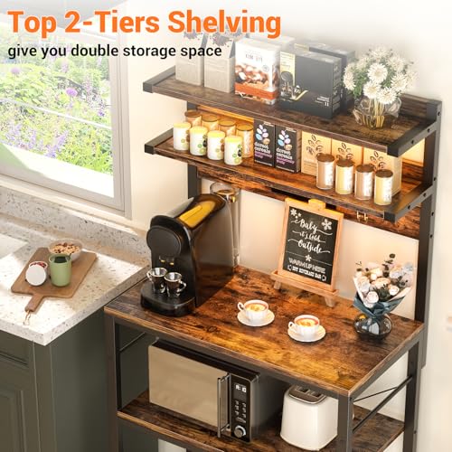 Bakers Rack with Power Outlet & RGB LED