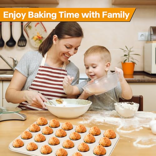 2-Pack 24-Cup Mini Muffin Pan, Ceramic Nonstick Cupcake Tin for Bite-Sized Treats (2 Count)