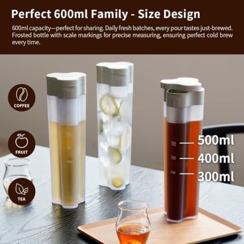 600ml 20oz Portable Cold Brew Coffee Maker with 300