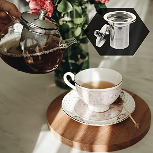 Stainless Steel Tea Strainer with Lid Large Loose Leaf Tea Infuser Replacement for Teapots Cups and Pitchers Easy to Clean Mesh Filter 4X3.3 Inch