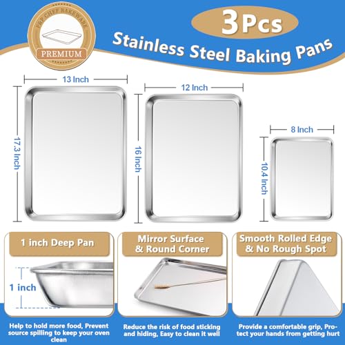 17.5 + 16 + 10.4 Inch Cookie Baking Sheet Pan with Wire Rack