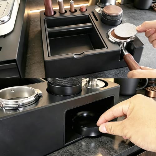 Espresso tamping station knock box