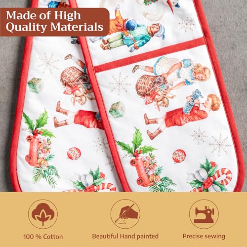 Double Oven Mitts 100% Cotton Double Oven Glove