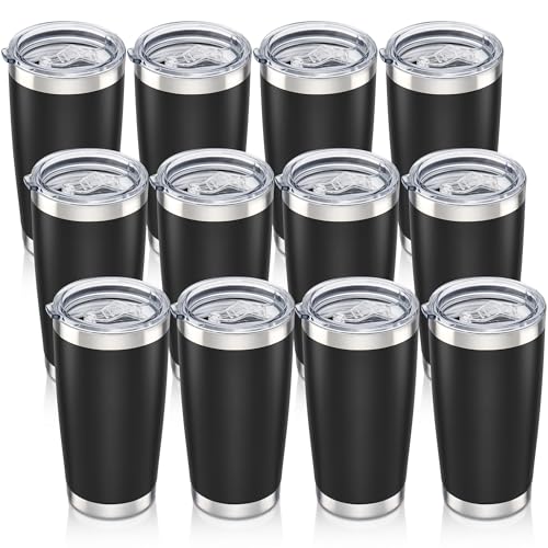 20 oz Tumbler with Lid Stainless Steel Insulated Tumblers Bulk Cups Mug (12 Count)