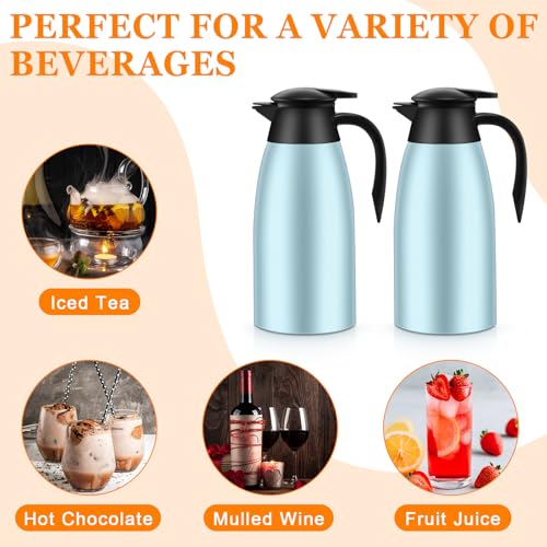 2 Pcs Thermal Coffee Carafe Insulated Stainless Steel Coffee Carafe for Hot Liquid Vacuum Thermal Pot Creamer Pitcher Dispenser with Brushes Keeping Hot Water Milk