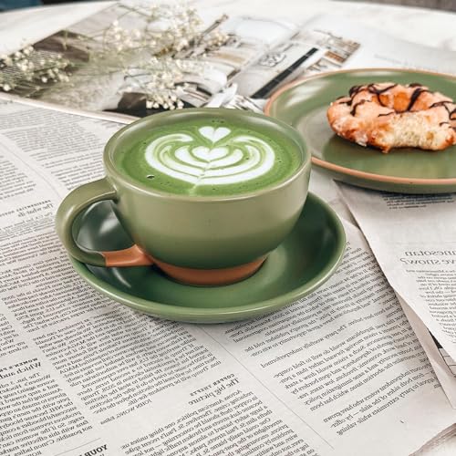 Ceramic Latte Art Mug With Saucer