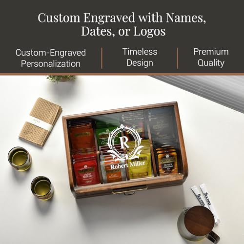 Personalized Tea Organizer Box with Drawer
