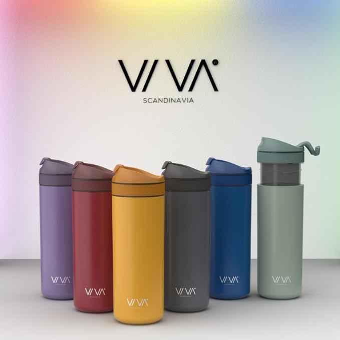 VIVA Recharge Cranberry Red Insulated Tea & Coffee Mug & Travel French Press Coffee Maker, 16 oz, Brew & Drink From the Same Coffee Mug On the Go or Camping