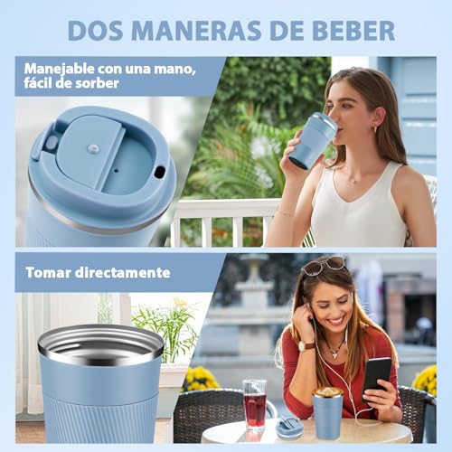 13 oz Stainless Steel Insulated Travel Coffee Mug with Fip Lid