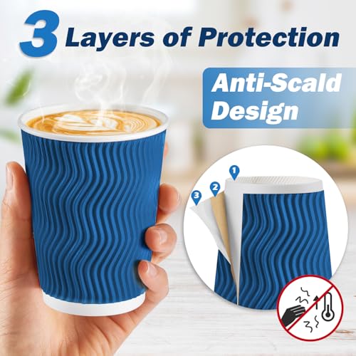 90 Pack 12 oz Disposable Coffee Cups with Lids and Straws (90 Count)