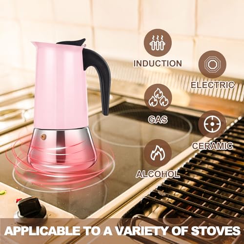 12 Cup Stovetop Espresso Maker Stainless Steel Moka Pot Stove Top Percolator Italian Coffee Makers Capable Mocha Greca Machine Cafe Classic Induction Cookers for Home and Camping 600ml 20oz