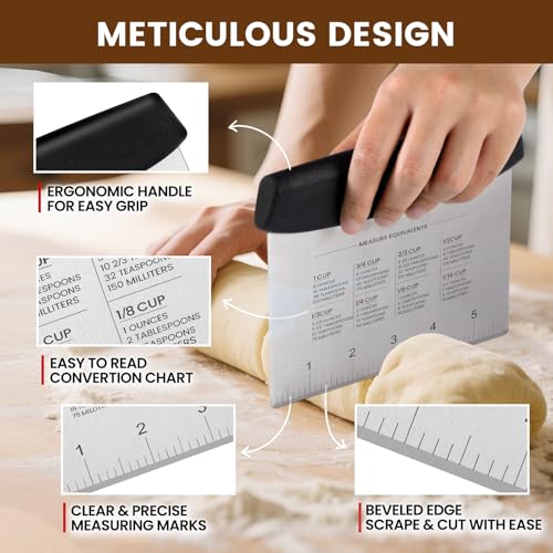 Dough Scraper Set with 2 Flexible Bowl Scrapers