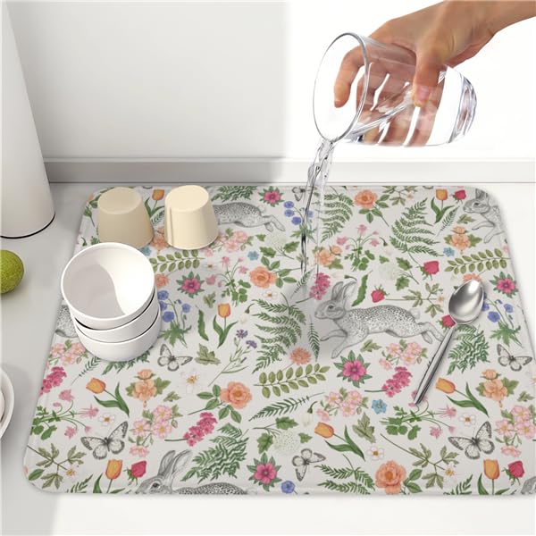 Easter Bunny Dish Drying Mat for Kitchen Counter