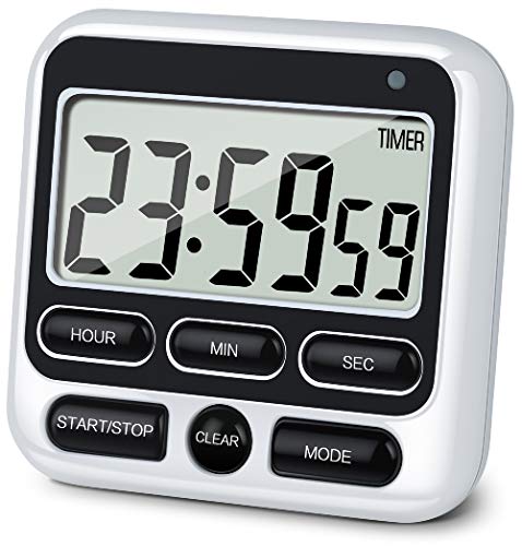 4-in-1 Digital Timer with Count Up/Down, Clock & Alarm, Ring & Silent Modes