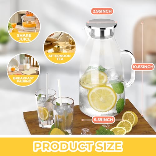 3 Liter 101 oz Glass Pitcher with Lid and Spout