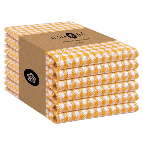 6 Pack Gingham Mini Check Kitchen Hand Towels Set (6 Count)