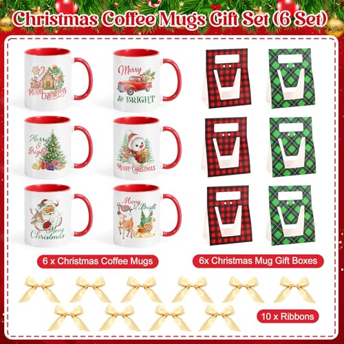 6 Sets Christmas Coffee Mugs with Mug Boxes 12 oz (6 Count)
