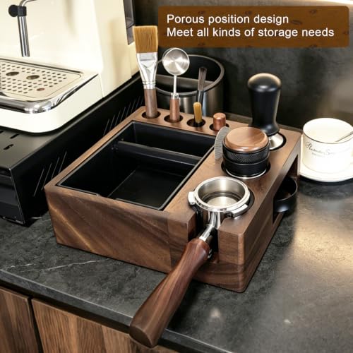 Espresso tamping station knock box