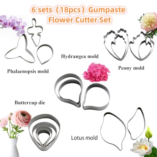 6 Set Gumpaste & Fondant Flower Cookie Cutter Set