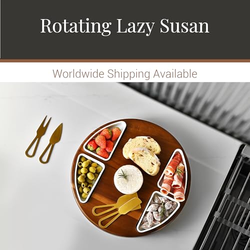 Upgraded Lazy Susan Cheese Cutting Board Set