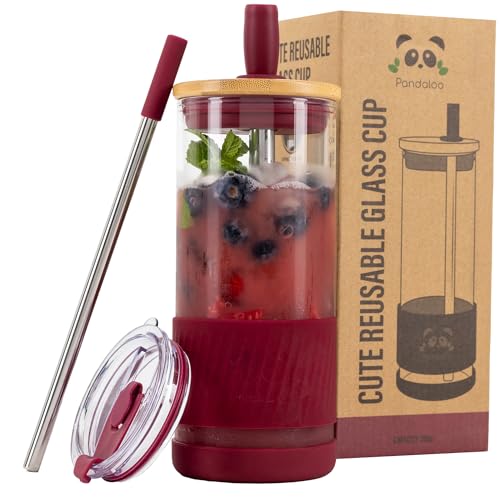 Glass Cups With Lids and Straws