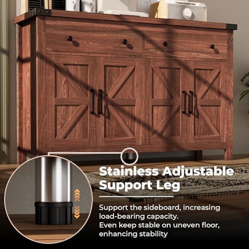 Buffet Cabinet with Storage Farmhouse with 4 Doors and 2 Drawers
