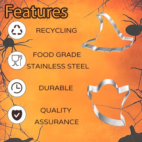 5 PIECE Halloween Cookie Cutters Set Stainless Steel cookie cutter molds Pumpkin (5 Count)