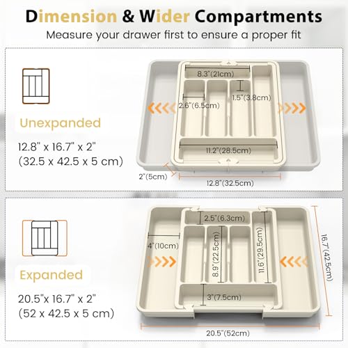 Large Silverware Organizer Tray for Kitchen Drawer Utensils Thicker