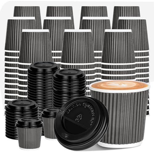 100 Pack 4oz Disposable Espresso Cups with Lids (100 Count)