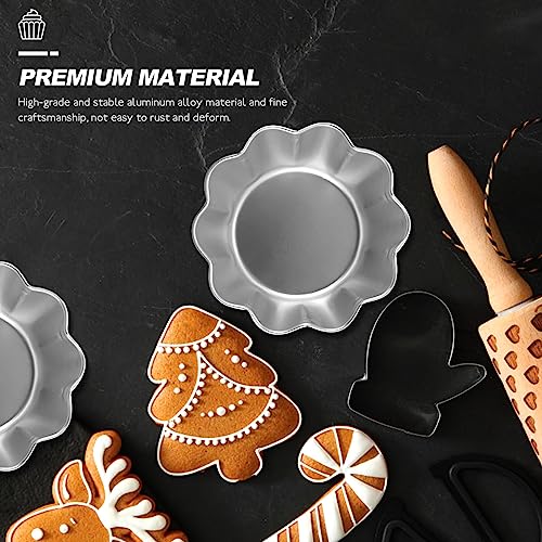 6Pcs Egg Tart Molds Aluminium Pie Tins Mini Tart Tins Tiny Pie Tin Cupcake Cake Mold Pudding Molds for Home Baking (6 Count)
