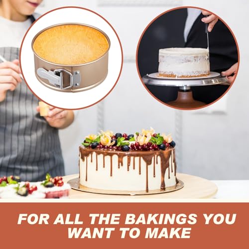 4 Pcs 6 Inch Non Stick Springform Pan with Removable Bottom Carbon Steel Round Springform Cheesecake Pan with Stainless Steel Spring Buckles for Baking Kitchens Restaurant (4 Count)