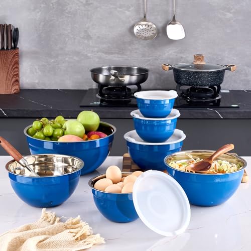 Blue Mixing Bowls With Airtight Lids
