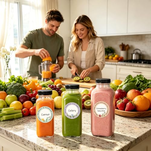 16 oz 3 Pack Glass Juice Bottles with Lids (3 Count)
