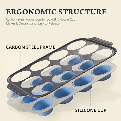 Silicone Muffin Pans for Baking with Metal Frame