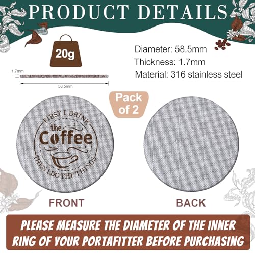 2 Pcs 58.5mm Espresso Puck Screen 1.7mm Thickness for Portafilter (2 Count)