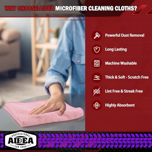 Microfiber Cleaning Cloth Pink 20PK (20 Count)