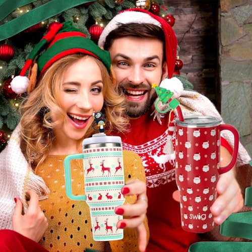 8PCS Christmas Straw Toppers for Stanley Cup Holiday Straw Cover for Stanley 30oz & 40oz Tumbler with Handle (8 Count)